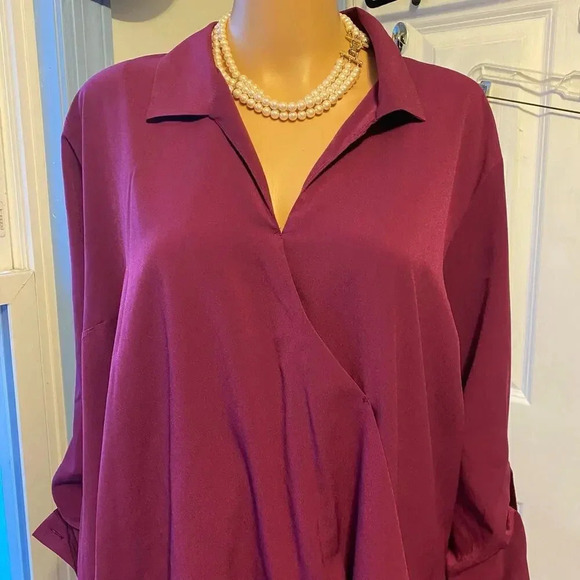 Jessica Simpson Purple Wrap Front Long Sleeve Summer Top Blouse Women Plus 1X - Picture 6 of 6